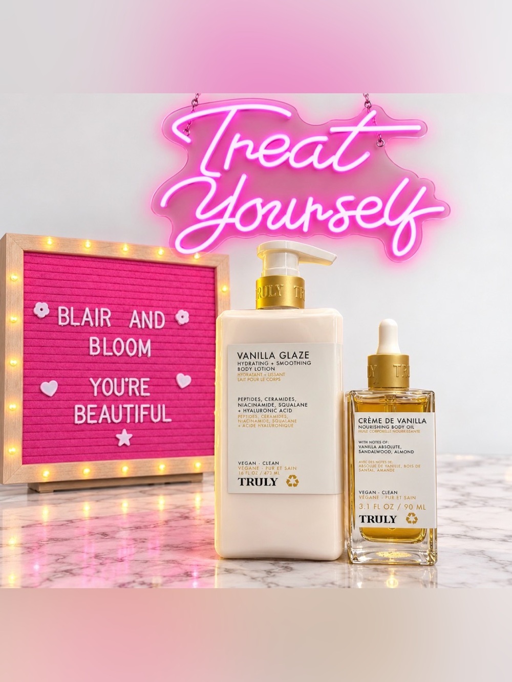 Truly Beauty Creme De Vanilla Body Oil & Vanilla Glaze Lotion Bundle